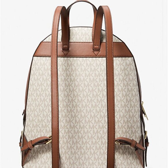 Michael Kors Jaycee Large Logo Backpack Vanilla Natural NWOT - Picture 3 of 4